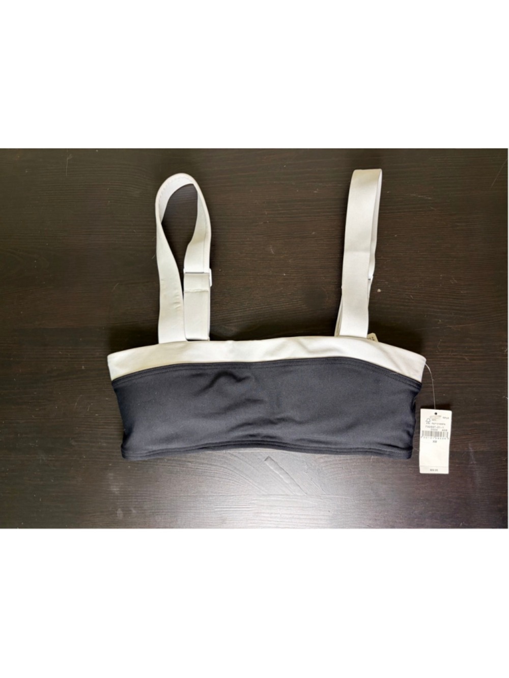 GAP Colorblock Bandeau Bikini Top Black White Trim Wide Straps XS